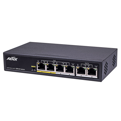 Aetek 4 Port Unmanaged PoE Switch